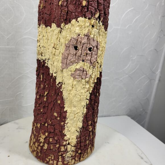 Vtg Folk Art Hand Painted Tree Bark Santa Claus 16” Rustic Christmas Cabin Decor - Picture 3 of 13